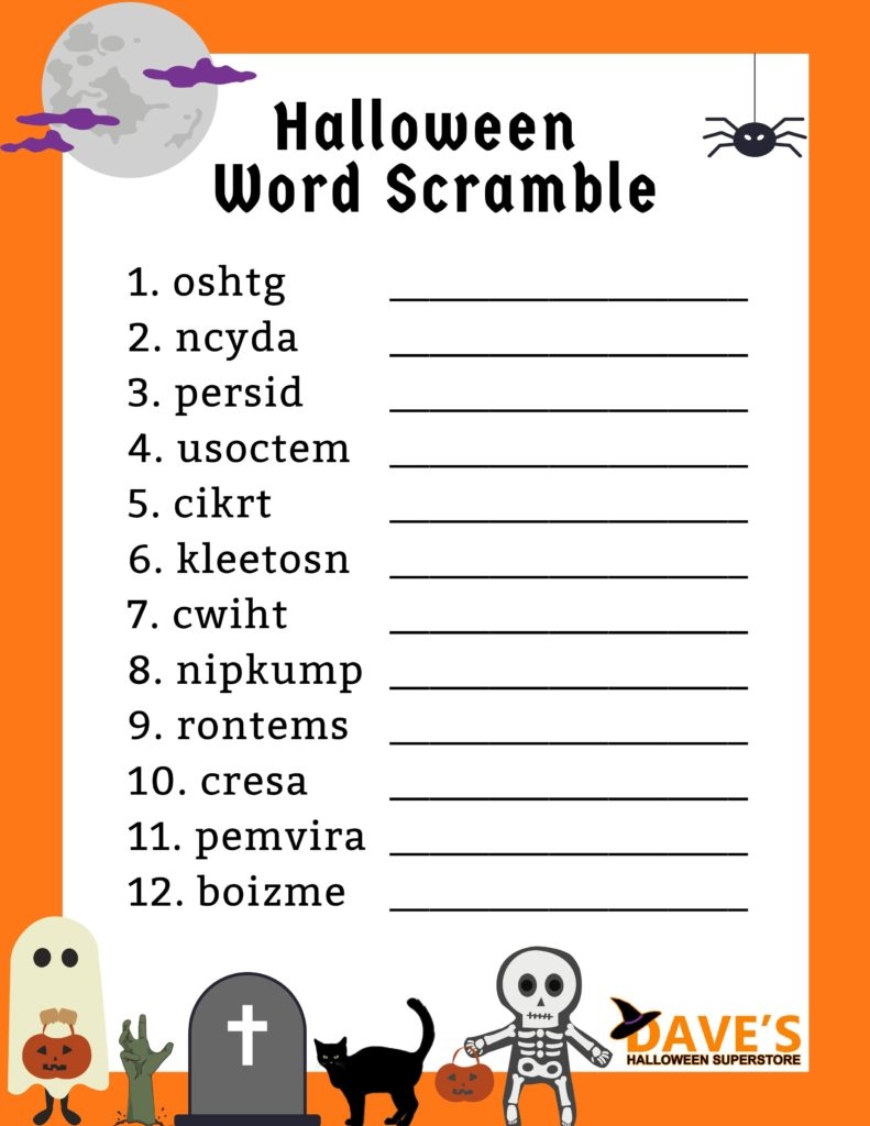 Halloween Printable Word Scramble Dave s Christmas Wonderland Halloween Printable Word Scramble Dave s Christmas Wonderland