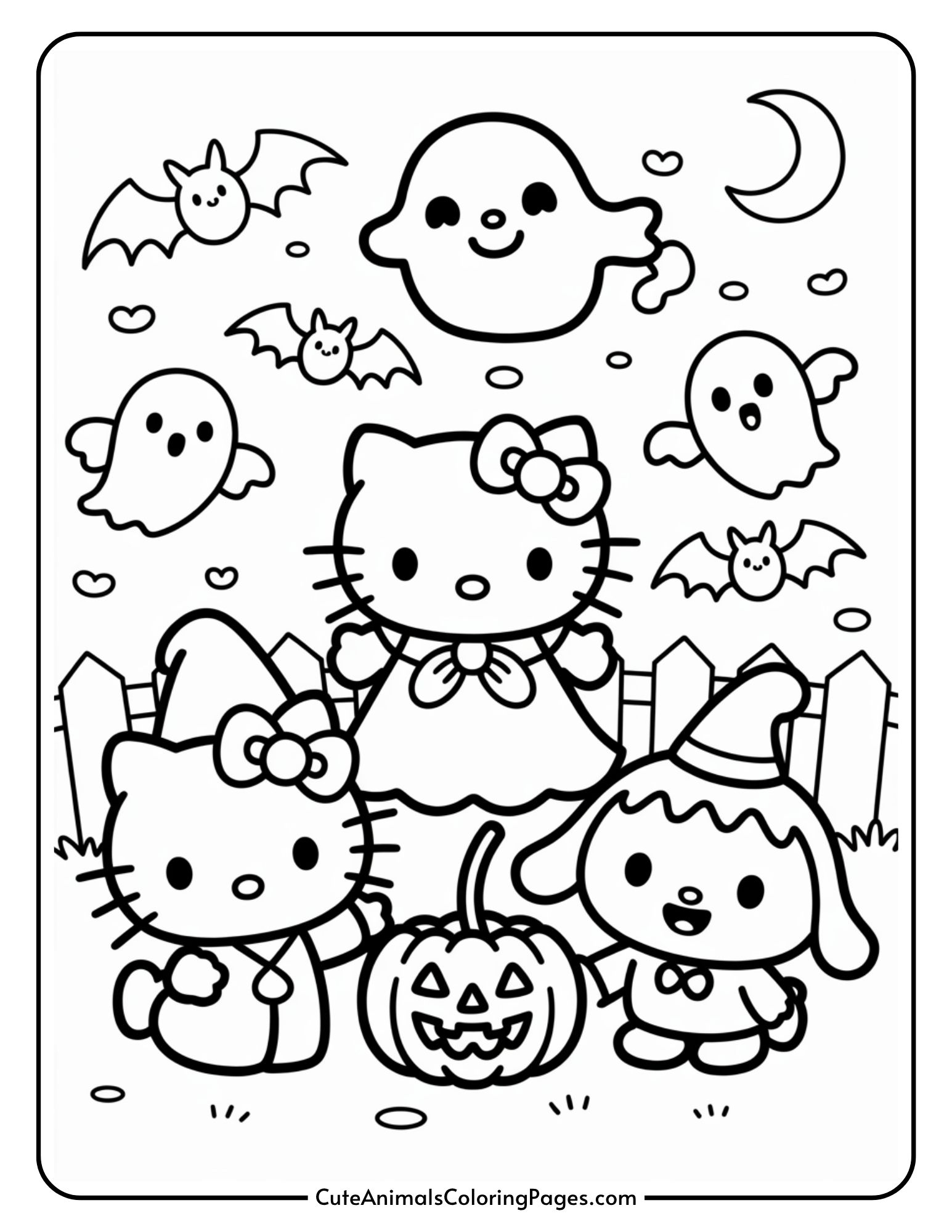 Halloween Sanrio Coloring Pages 7 Free Printable PDFs Cute Animals Coloring Pages