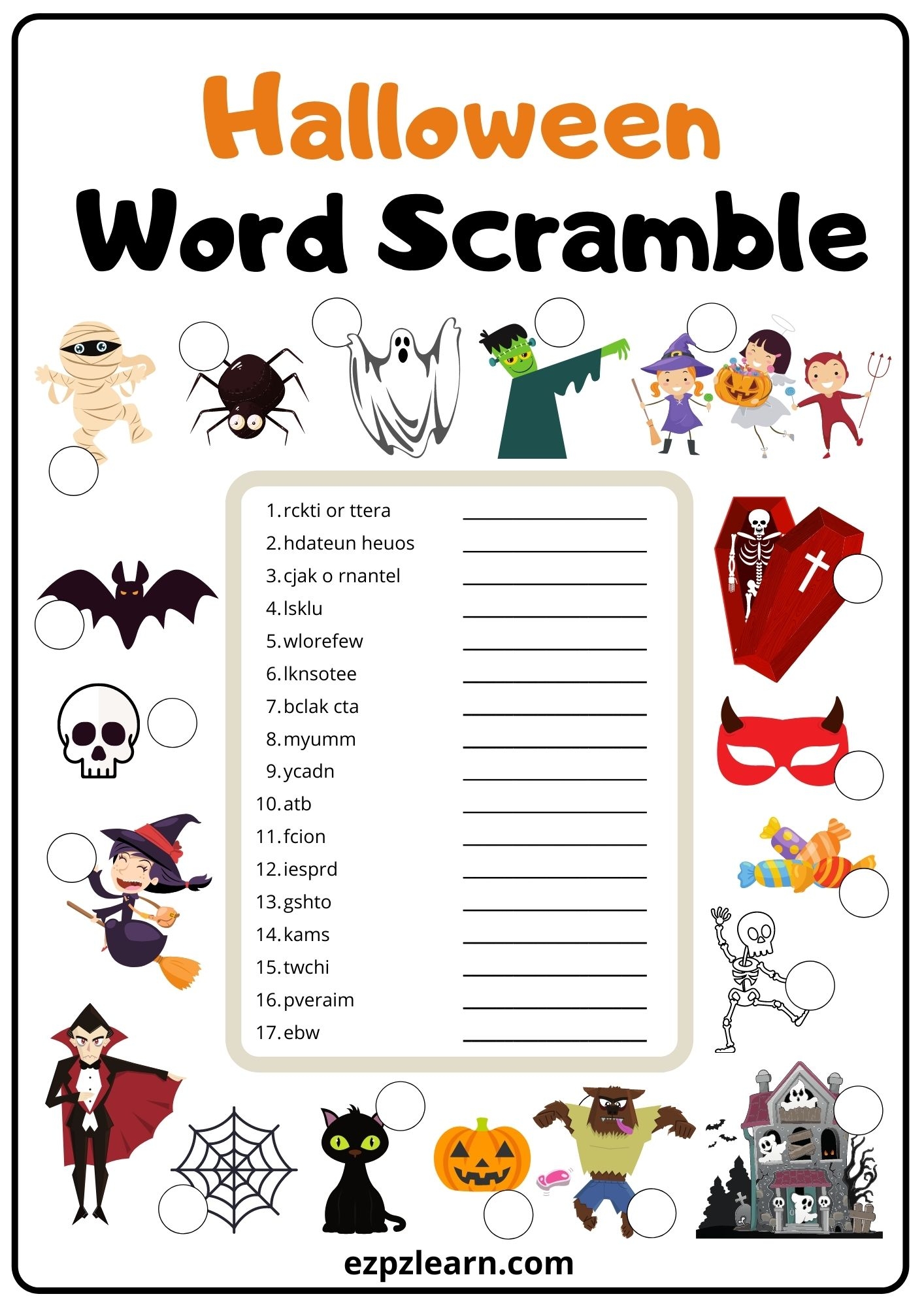 Halloween Word Scramble 2 Ezpzlearn Halloween Word Scramble 2 Ezpzlearn