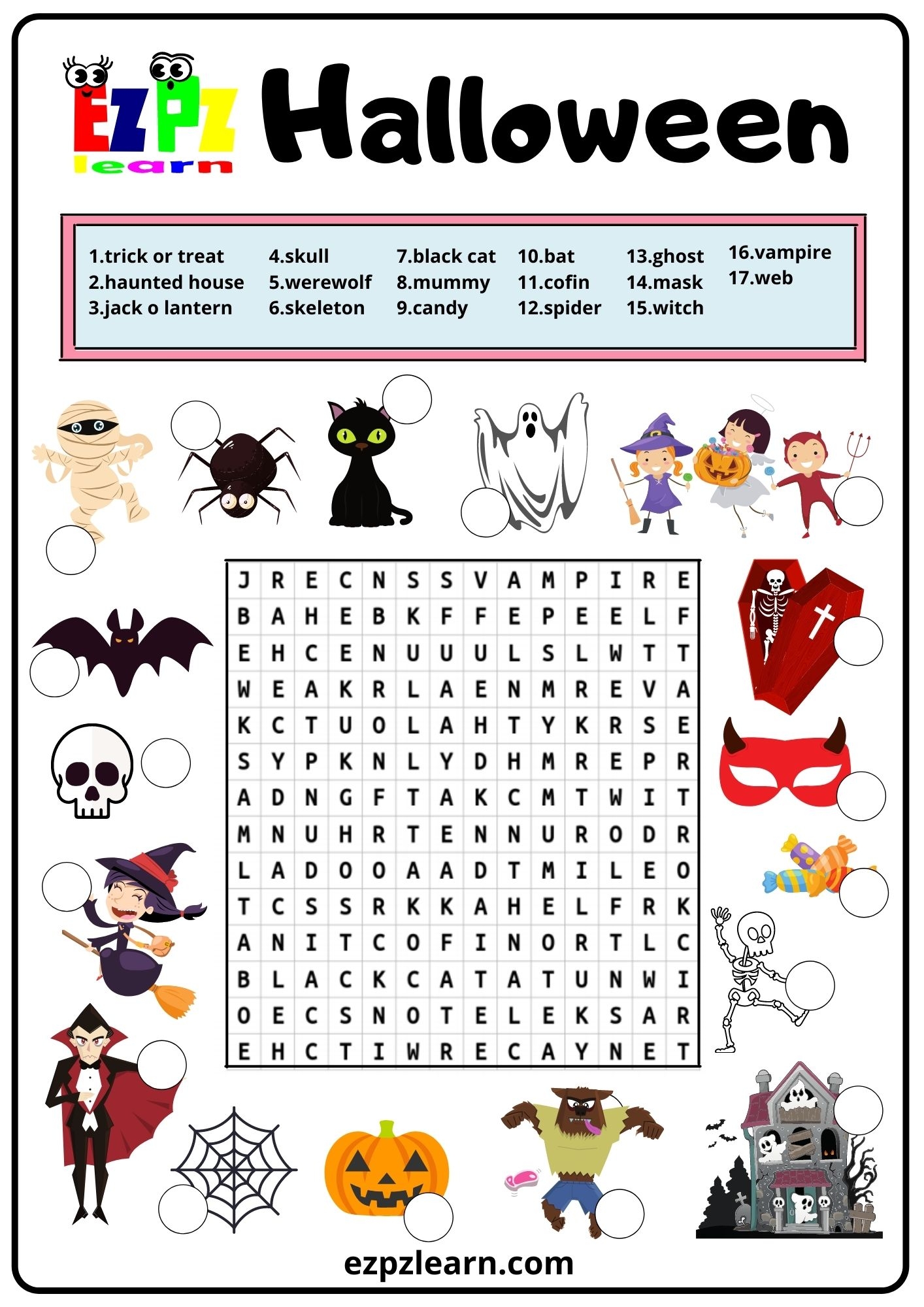 Halloween Word Search 2 Ezpzlearn