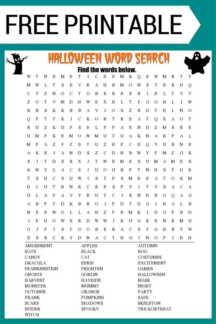 free printable halloween word searches