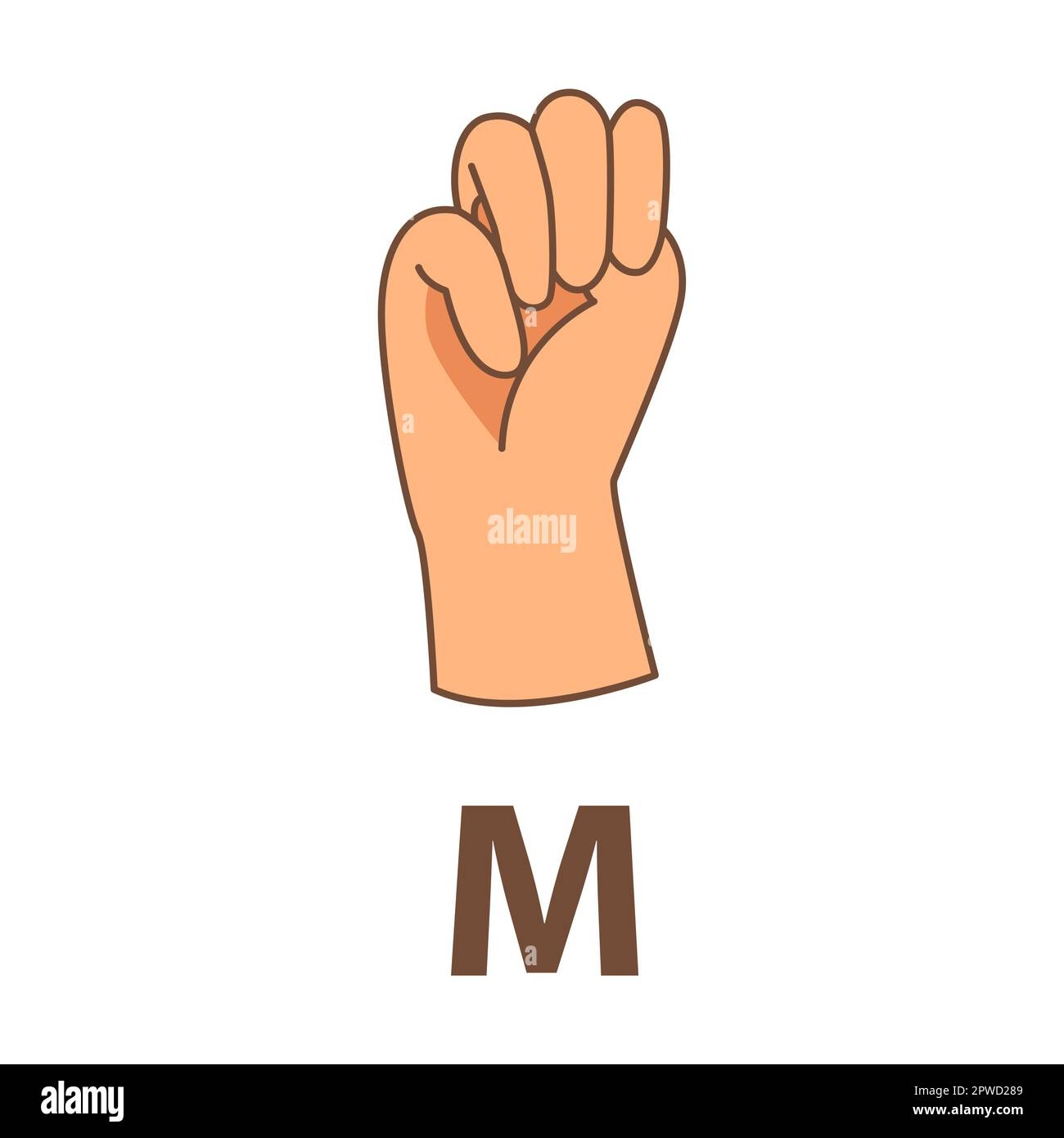 Hand Showing Letter M Sign Language Alphabet Vector Illustration Finger In Different Position Language Of Deaf People Stock Vector Image Art Alamy