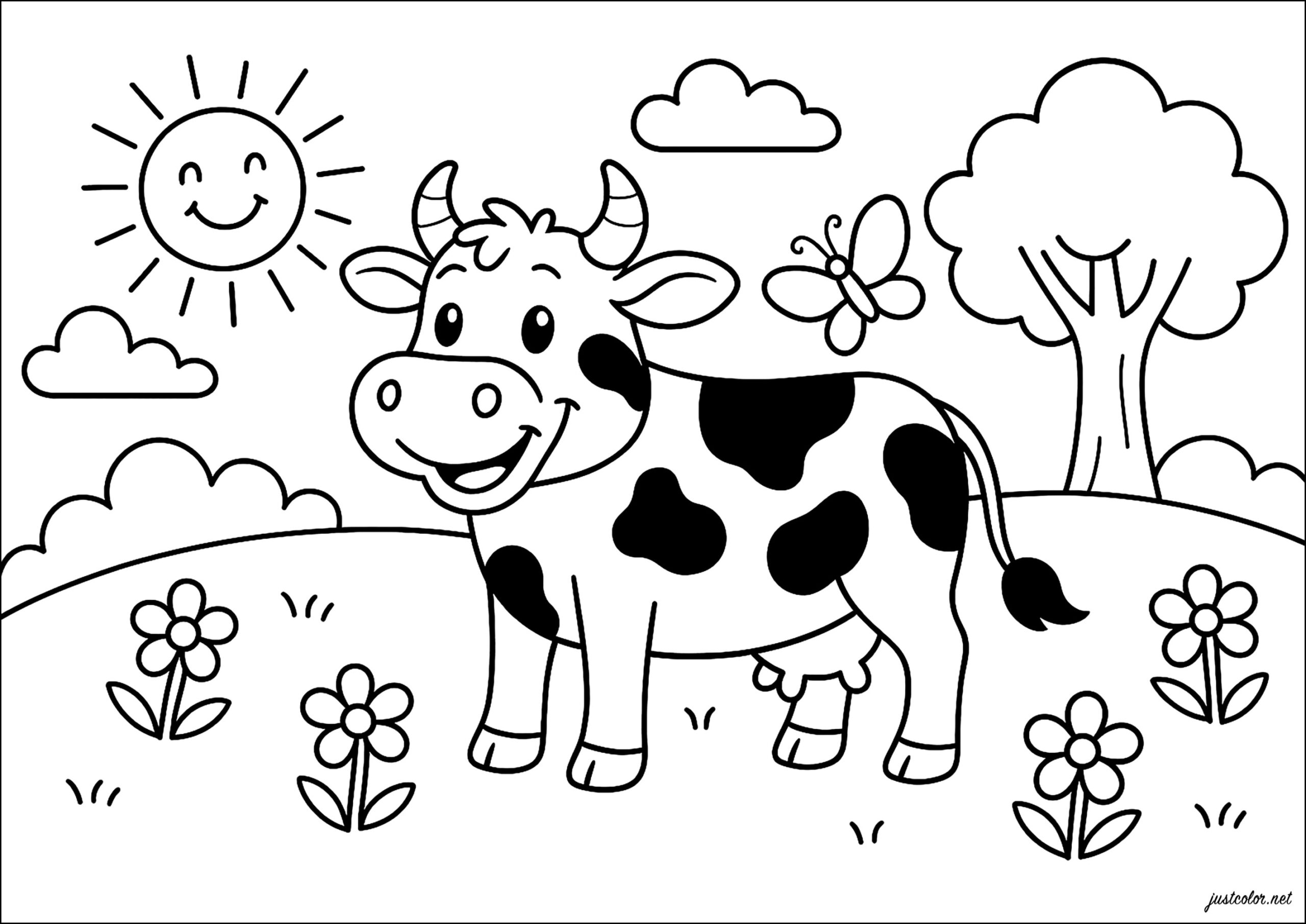 Happy Cow In Her Meadow Cow Coloring Pages Happy Cow In Her Meadow Cow Coloring Pages
