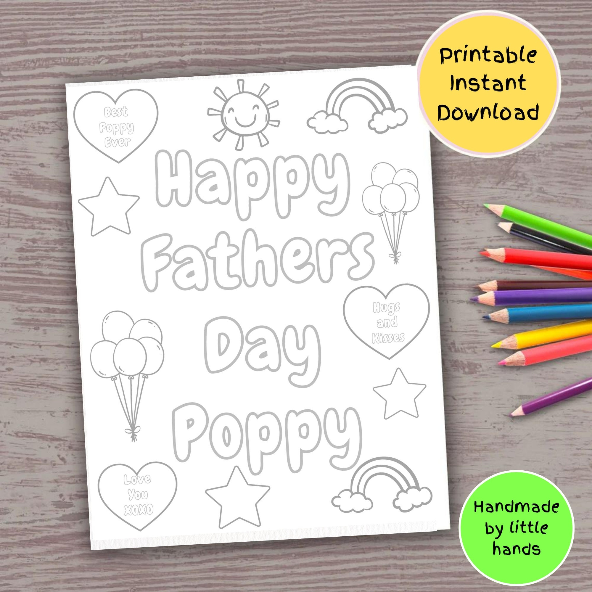 Happy Father s Day Poppy Coloring Page Gift From Grandkids digital Download Etsy Happy Father s Day Poppy Coloring Page Gift From Grandkids digital Download Etsy