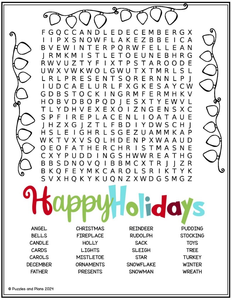 Happy Holiday Hard Word Search Puzzlesandplans Happy Holiday Hard Word Search Puzzlesandplans