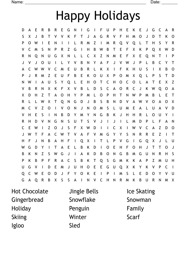 holiday word search printable holiday word search printable