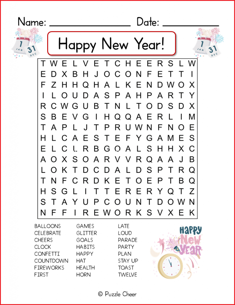 new years word search new years word search