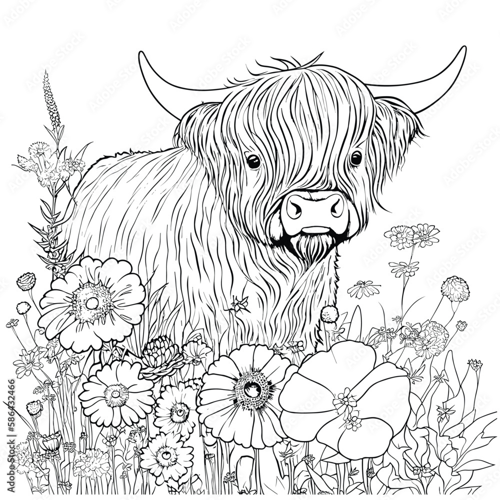highland cow coloring pages