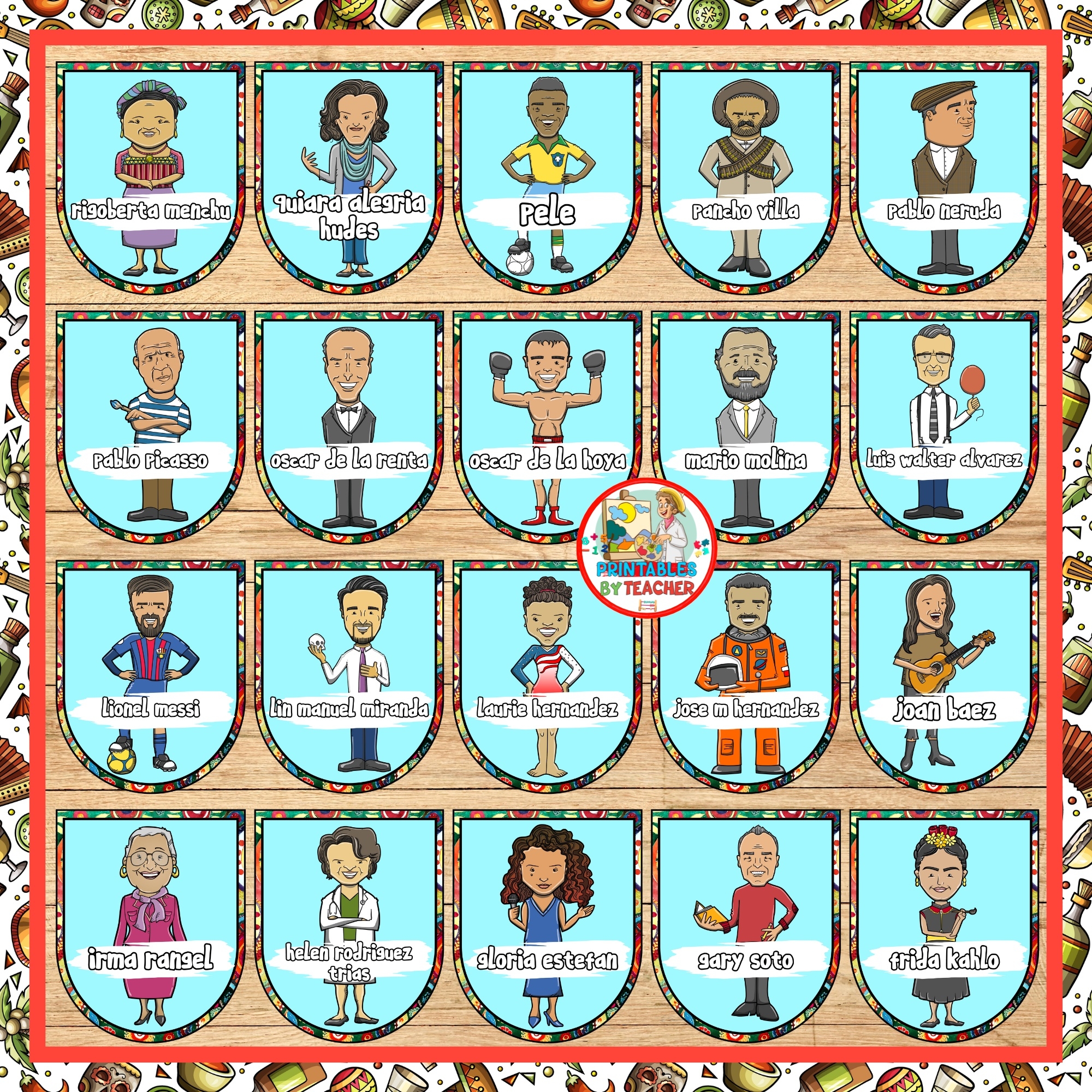 Hispanic Heritage Month Bulletin Board Spanish Figures Who Am I Posters Game Classful