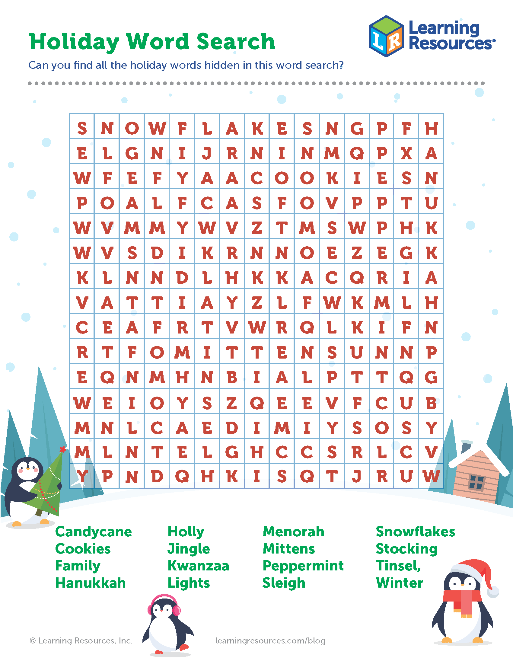 Holiday Word Search Printable Learning Resources Holiday Word Search Printable Learning Resources