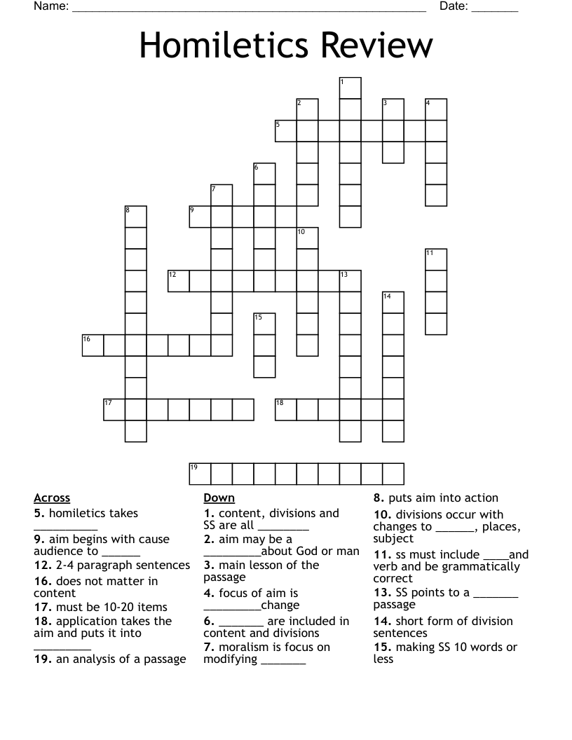 Homiletics Crossword WordMint