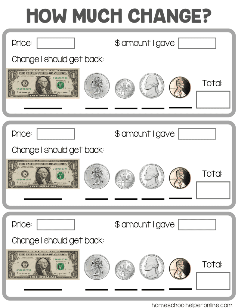 How Much Change Money Math Worksheets For Elementary Students Homeschool Helper Online How Much Change Money Math Worksheets For Elementary Students Homeschool Helper Online