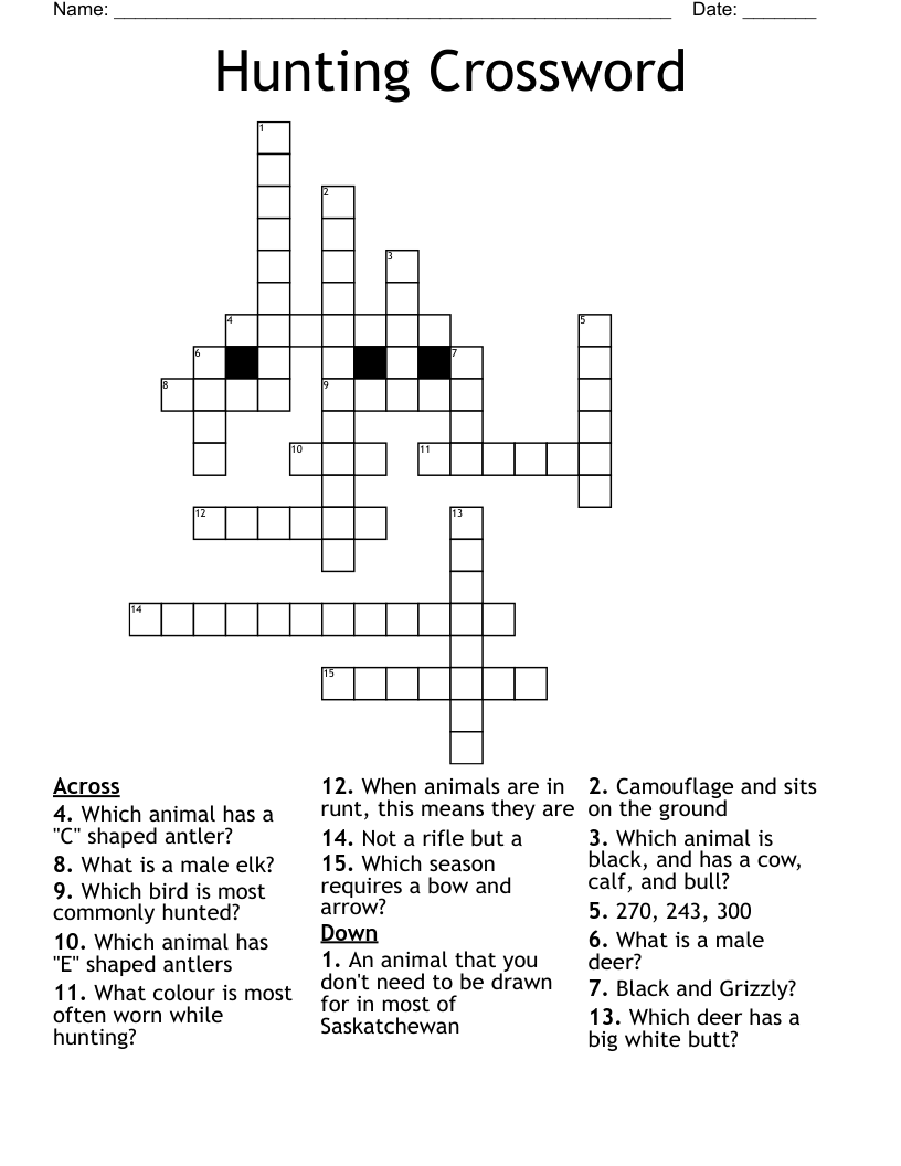 Hunting Crossword WordMint Hunting Crossword WordMint