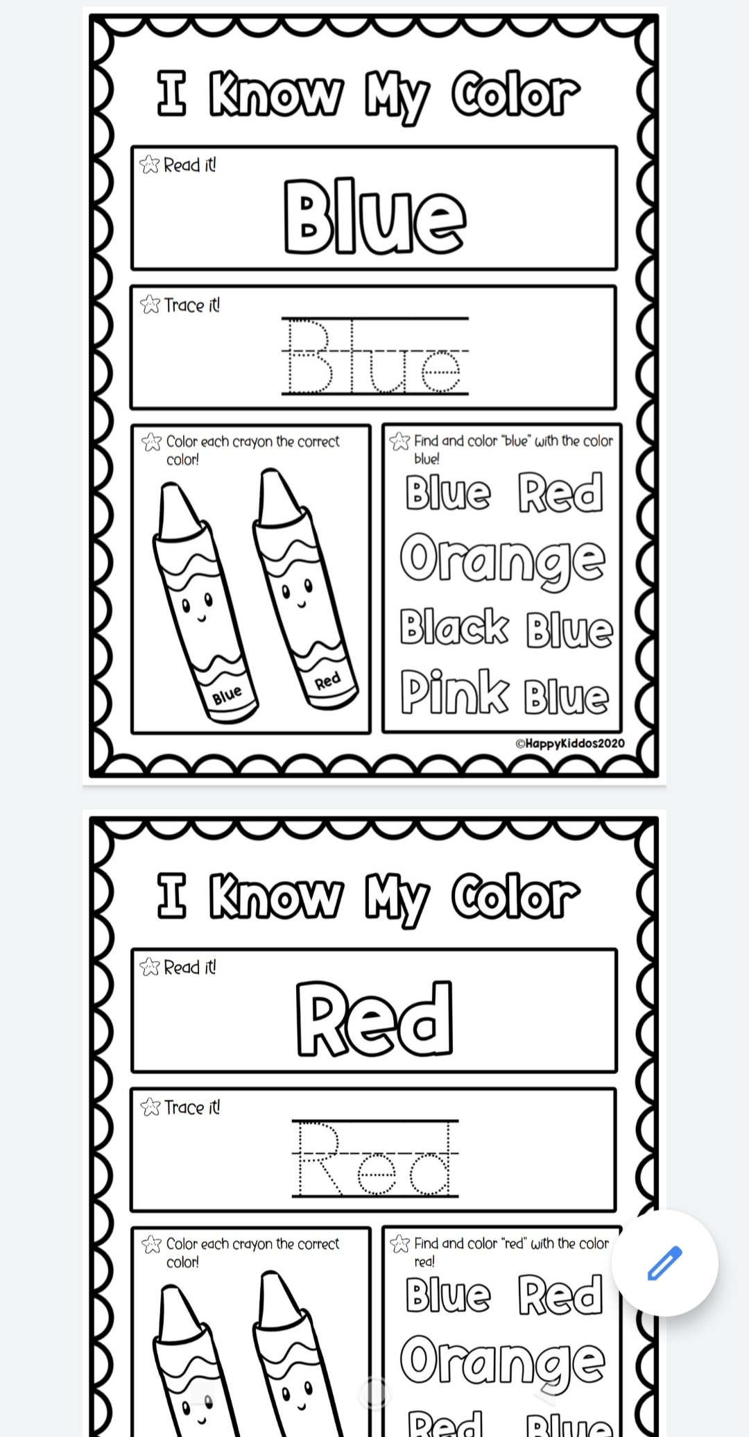coloring worksheets for kindergarten