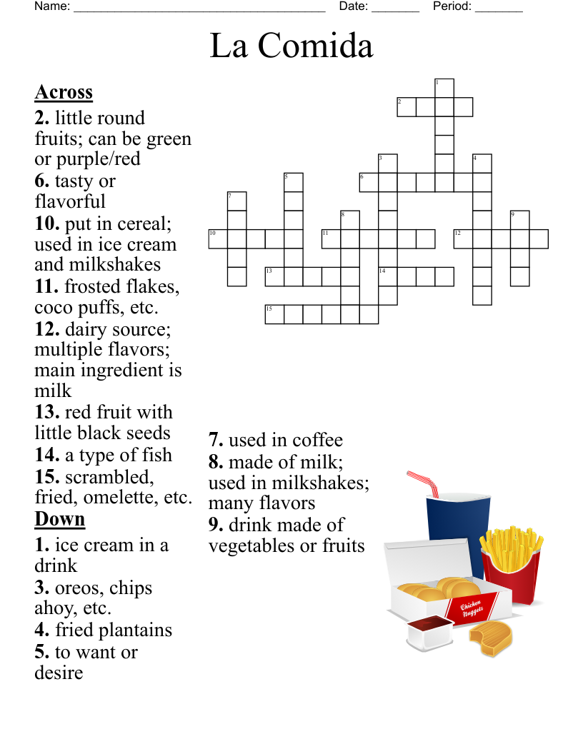 Ice Cream Crossword Puzzle WordMint Ice Cream Crossword Puzzle WordMint