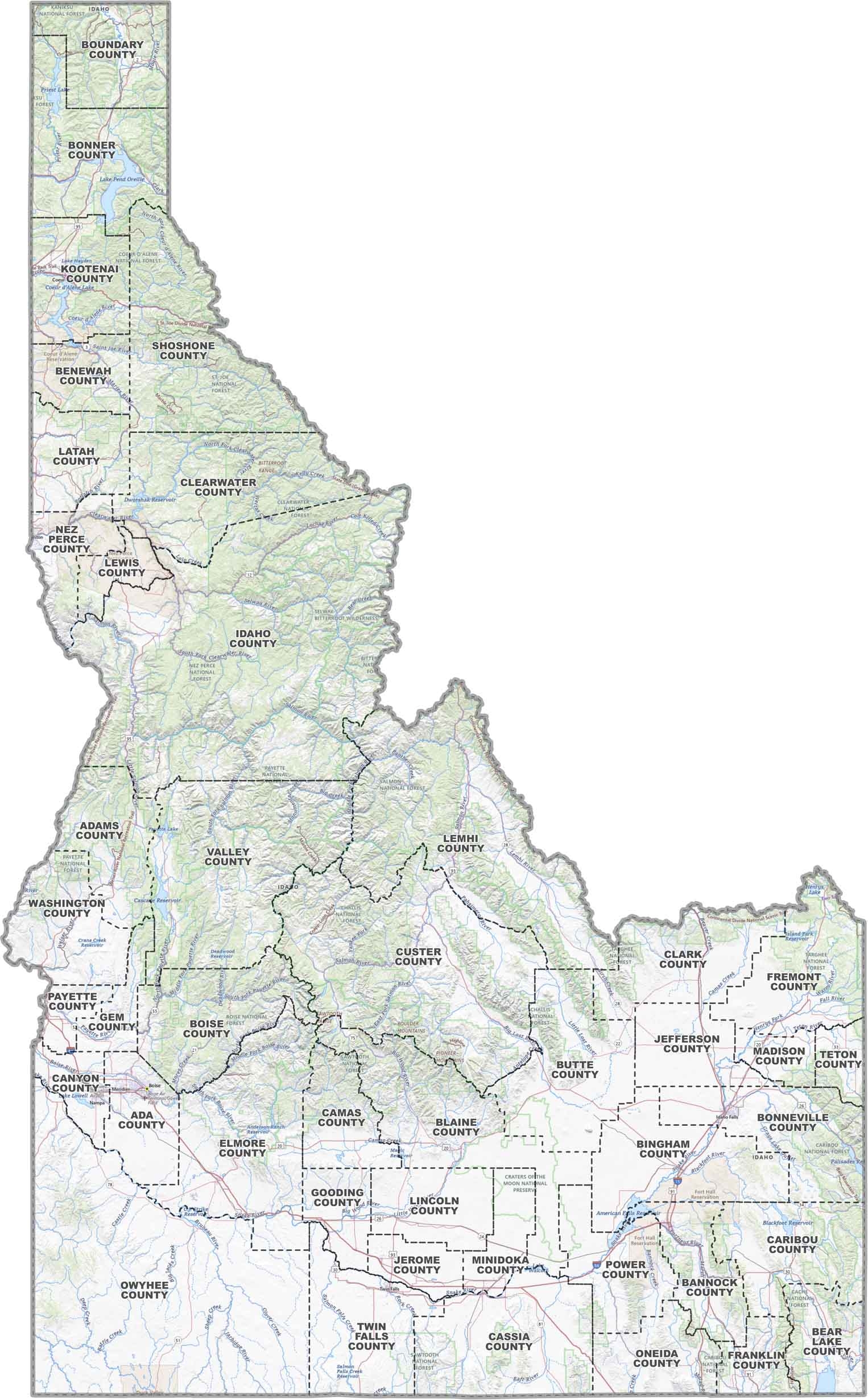 idaho map by county