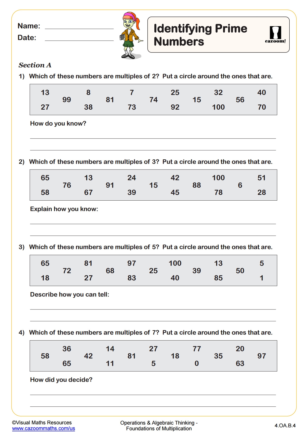 Identifying Prime Numbers Fun And Engaging 4th Grade PDF Worksheets Identifying Prime Numbers Fun And Engaging 4th Grade PDF Worksheets