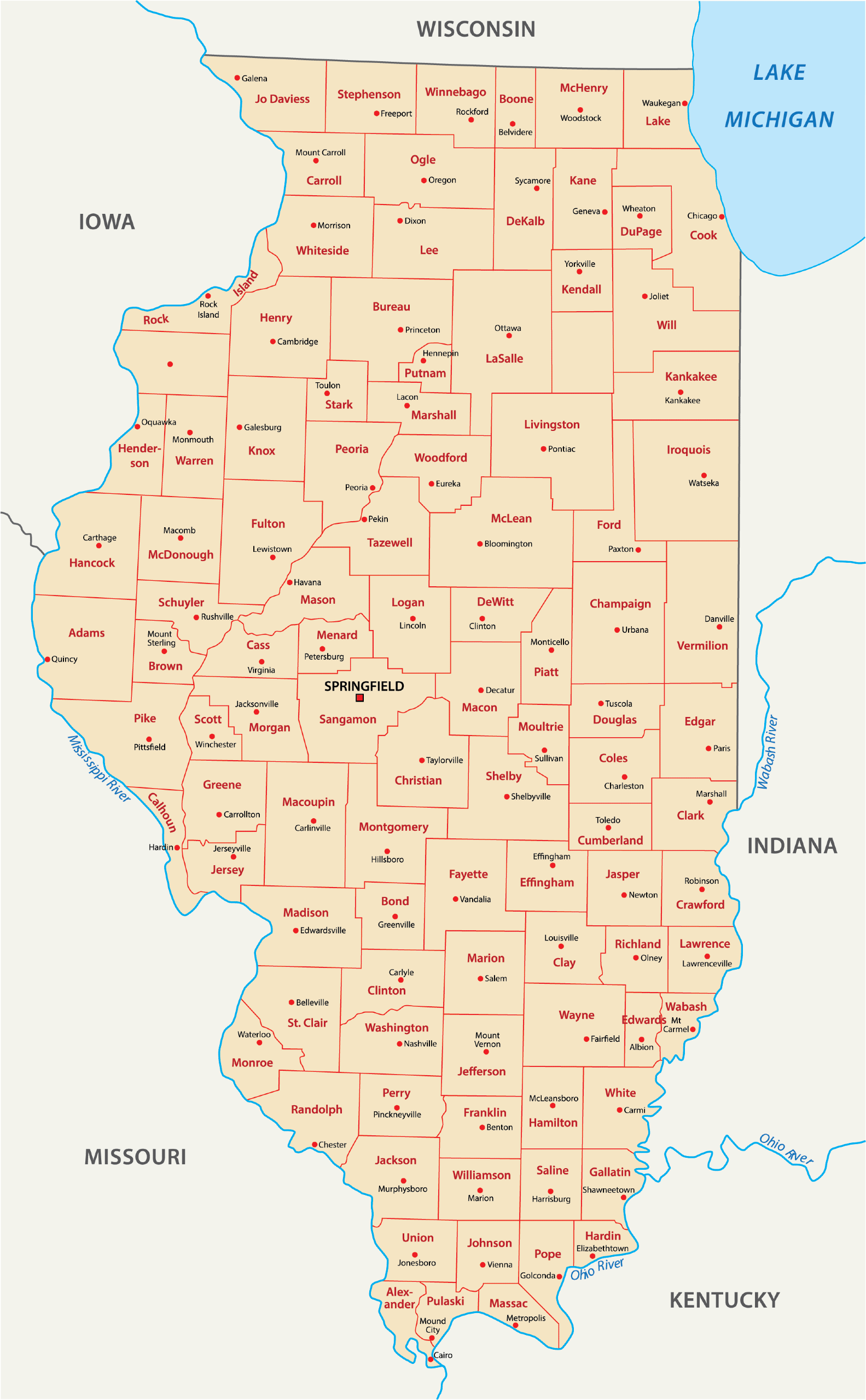 Illinois Counties Map Mappr