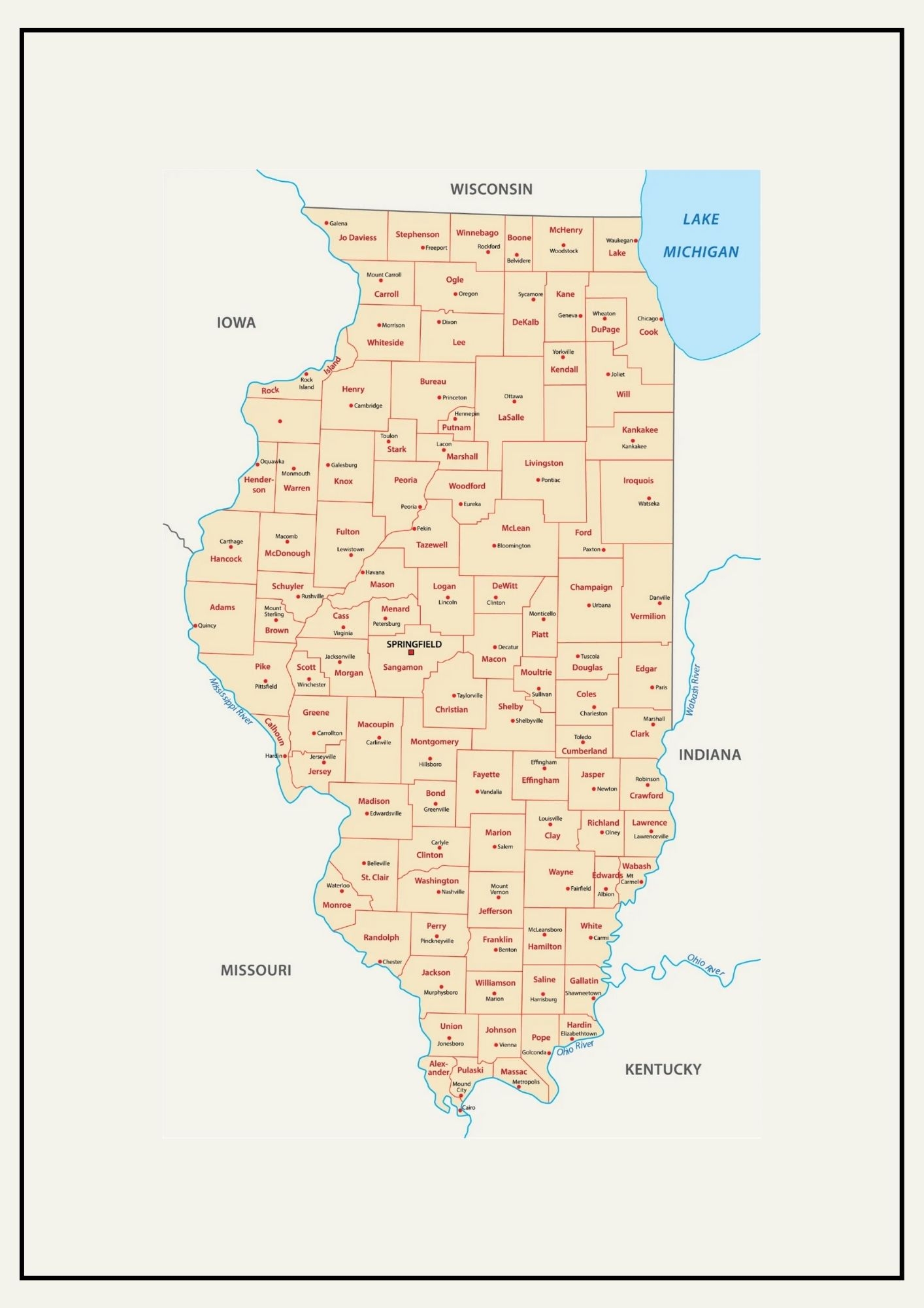 illinois map of counties