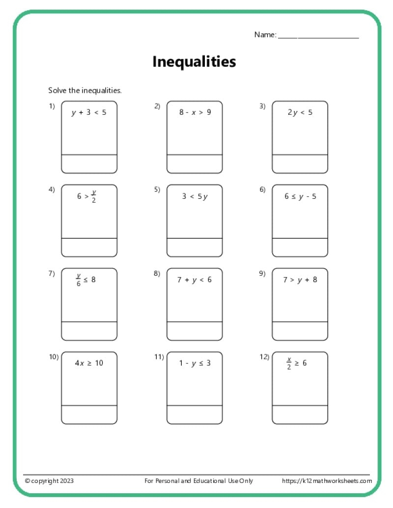 one step inequalities worksheet one step inequalities worksheet