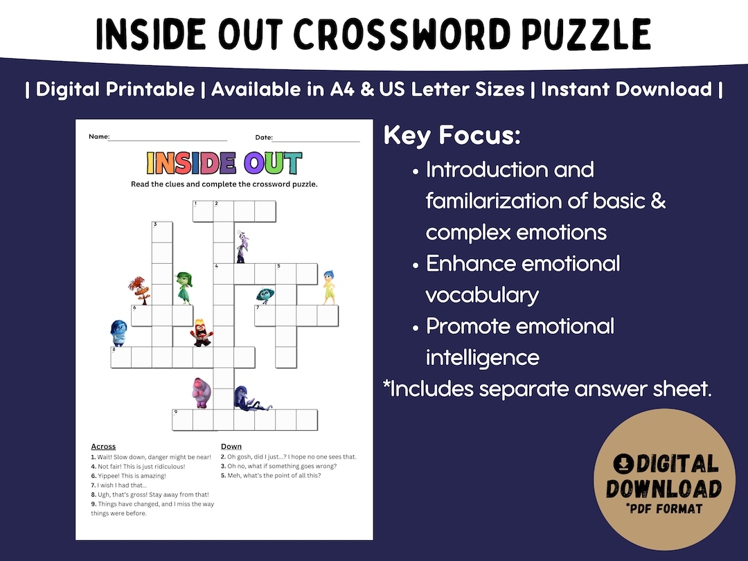 Inside Out 2 Worksheet Feelings Crossword Puzzle Activity digital Printable Etsy Inside Out 2 Worksheet Feelings Crossword Puzzle Activity digital Printable Etsy