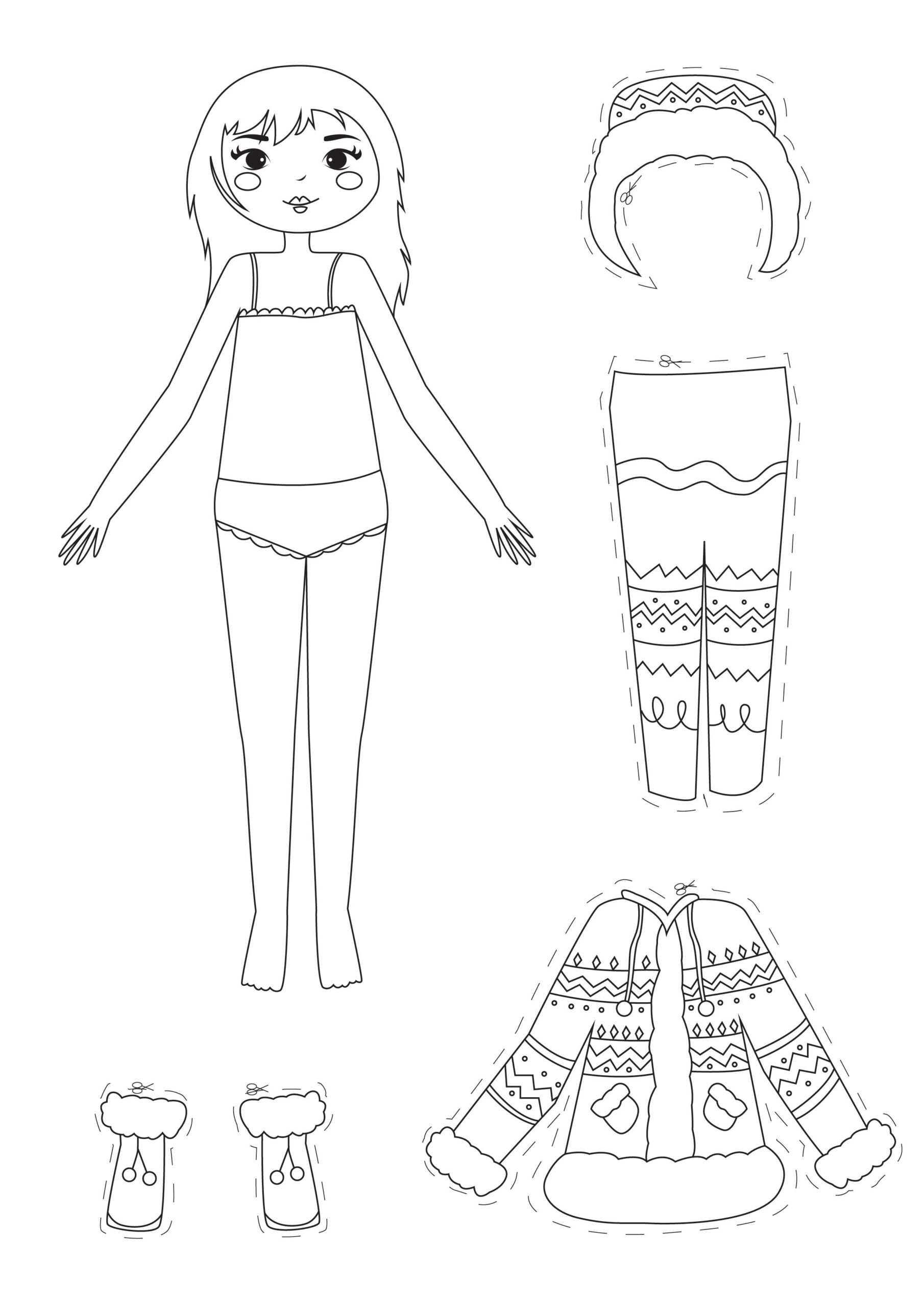 Inuit Paper Dolls With Nice Warm Clothes Paper Doll Coloring Pages