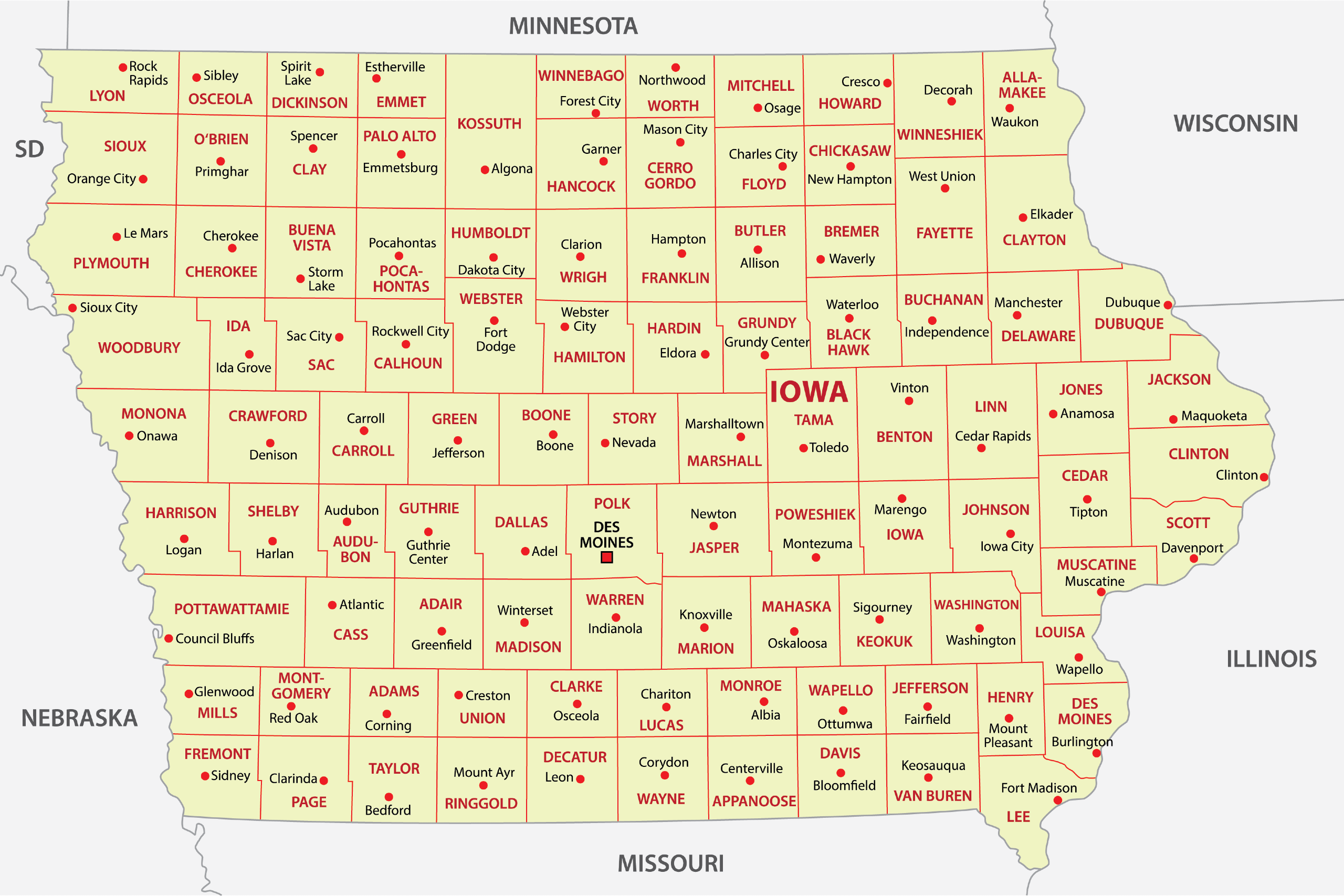 Iowa Counties Map Mappr Iowa Counties Map Mappr