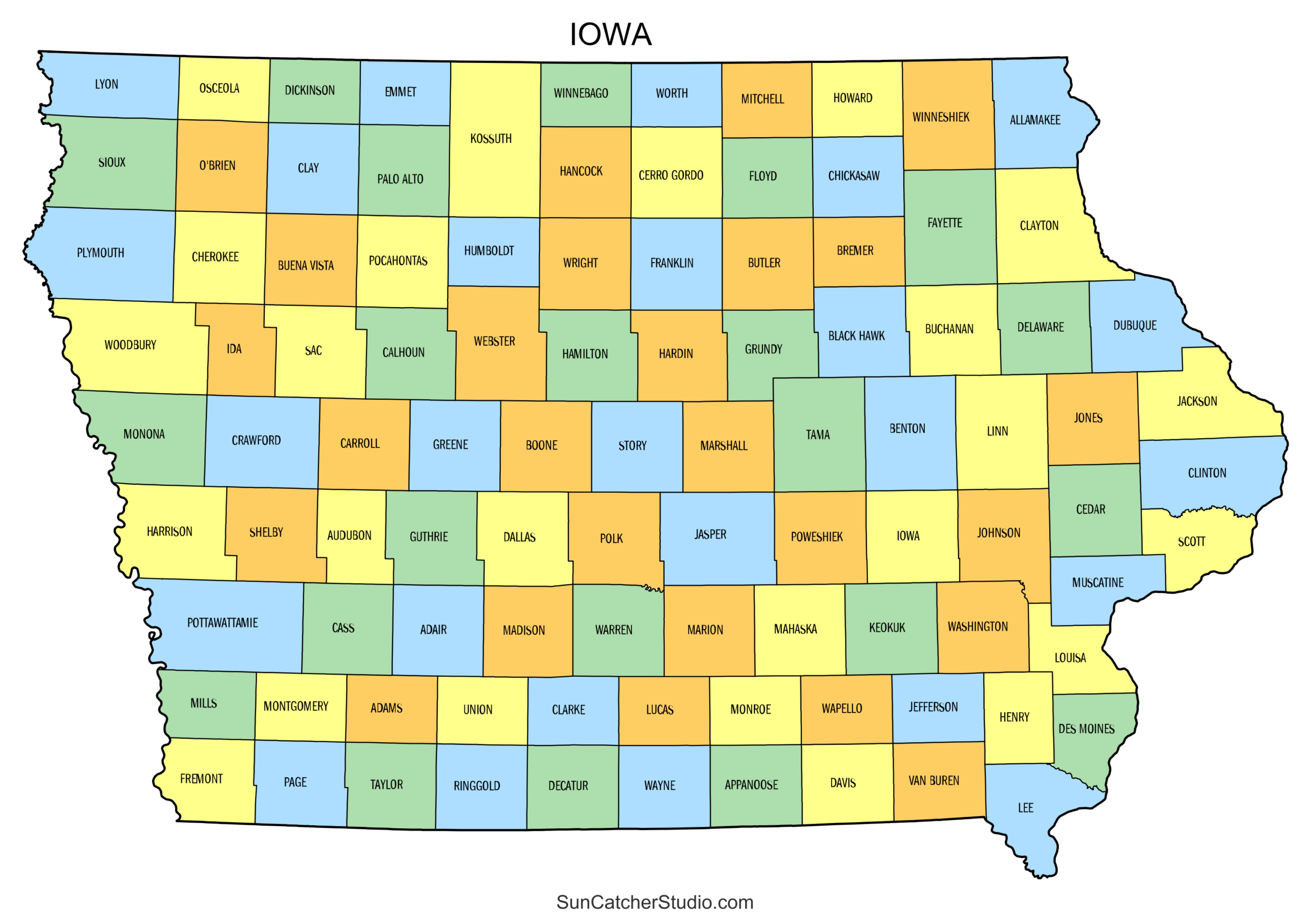 Iowa County Map Printable State Map With County Lines Free Printables Lettering SVG Files Tools Apps
