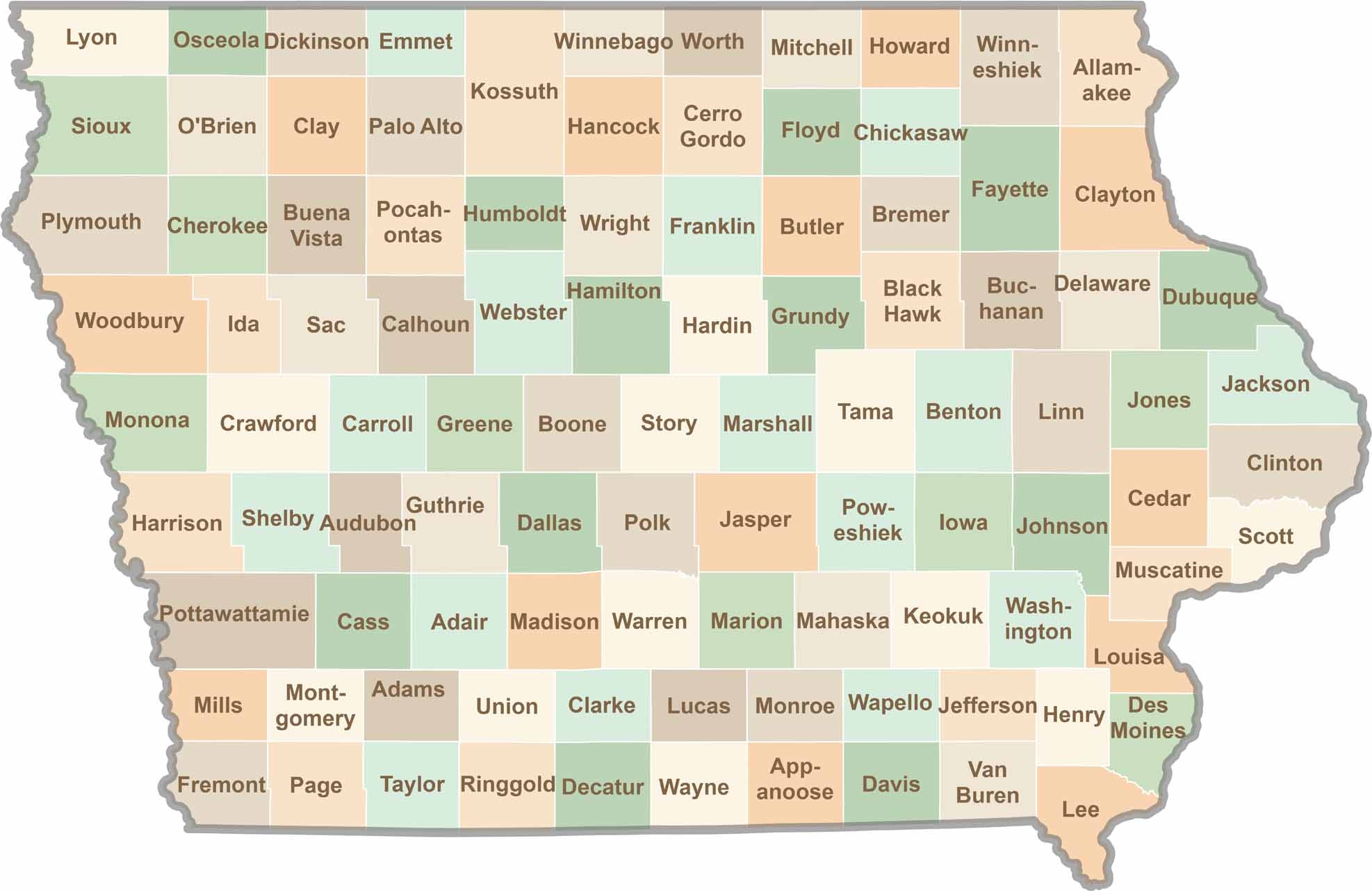 iowa map of counties