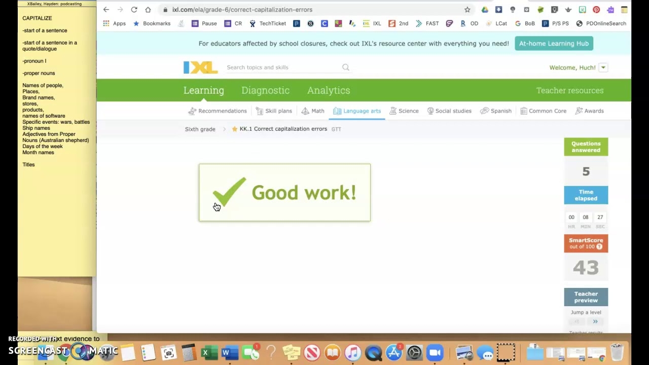 IXL KK 1 Correcting Capitalization Errors YouTube