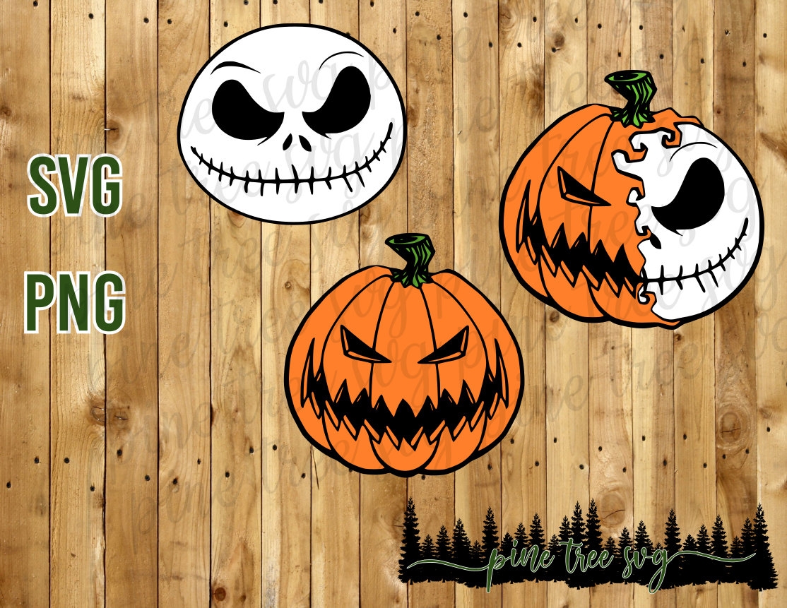 Jack Skellington Pumpkin Face SVG PNG Instant Download Etsy