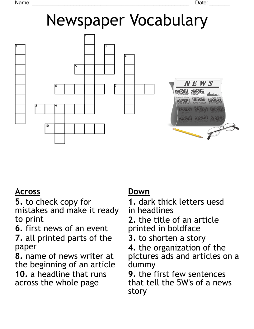 Journalism Crossword WordMint