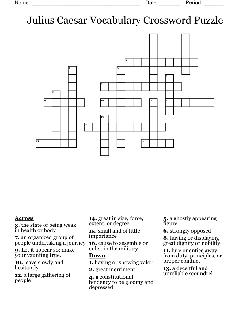 Julius Caesar Vocabulary Crossword Puzzle WordMint Julius Caesar Vocabulary Crossword Puzzle WordMint