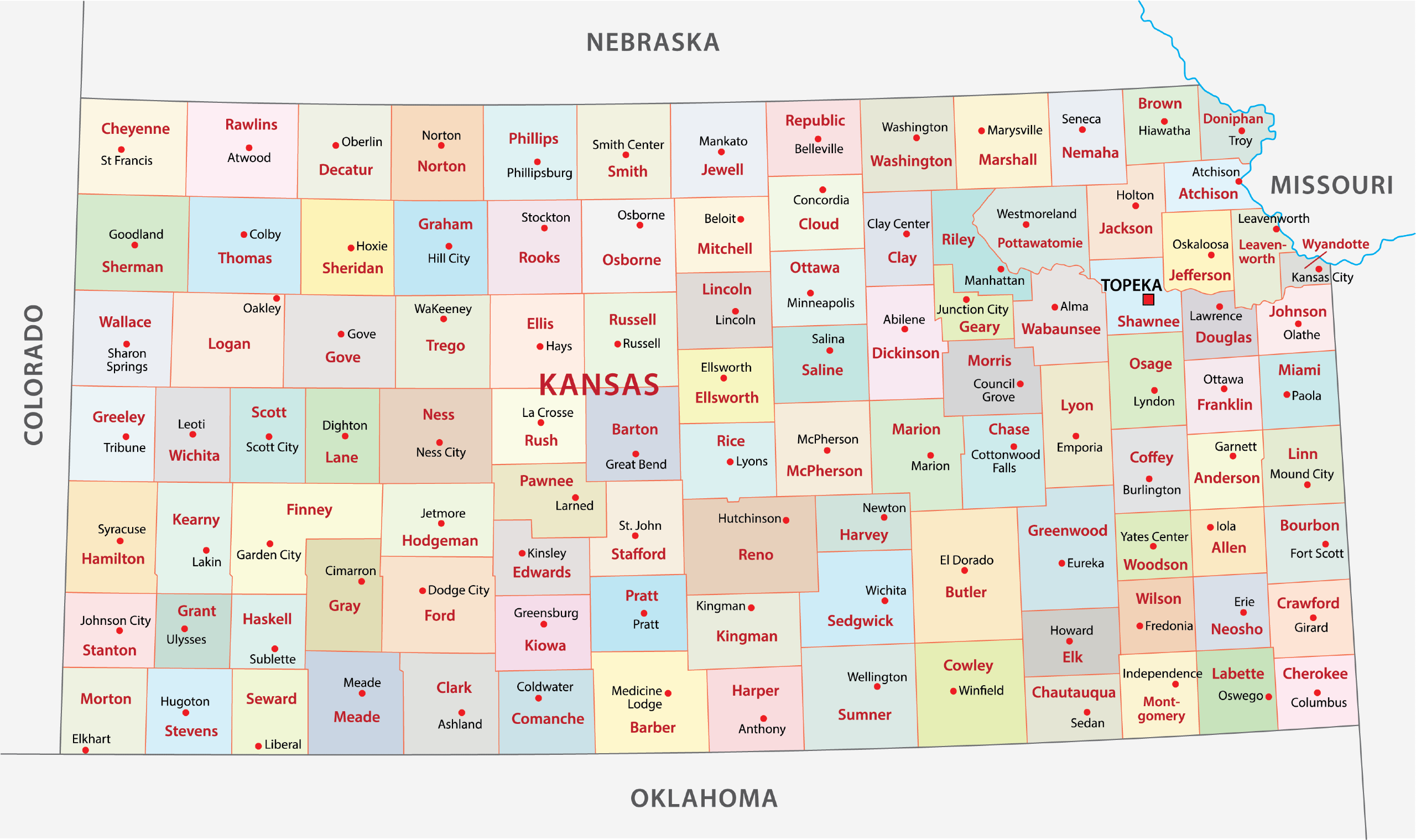 counties of kansas map counties of kansas map