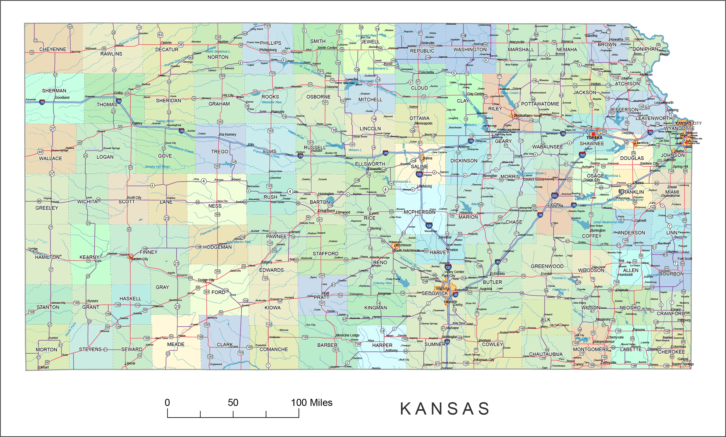 Kansas Road And City Map Your vector maps Kansas Road And City Map Your vector maps