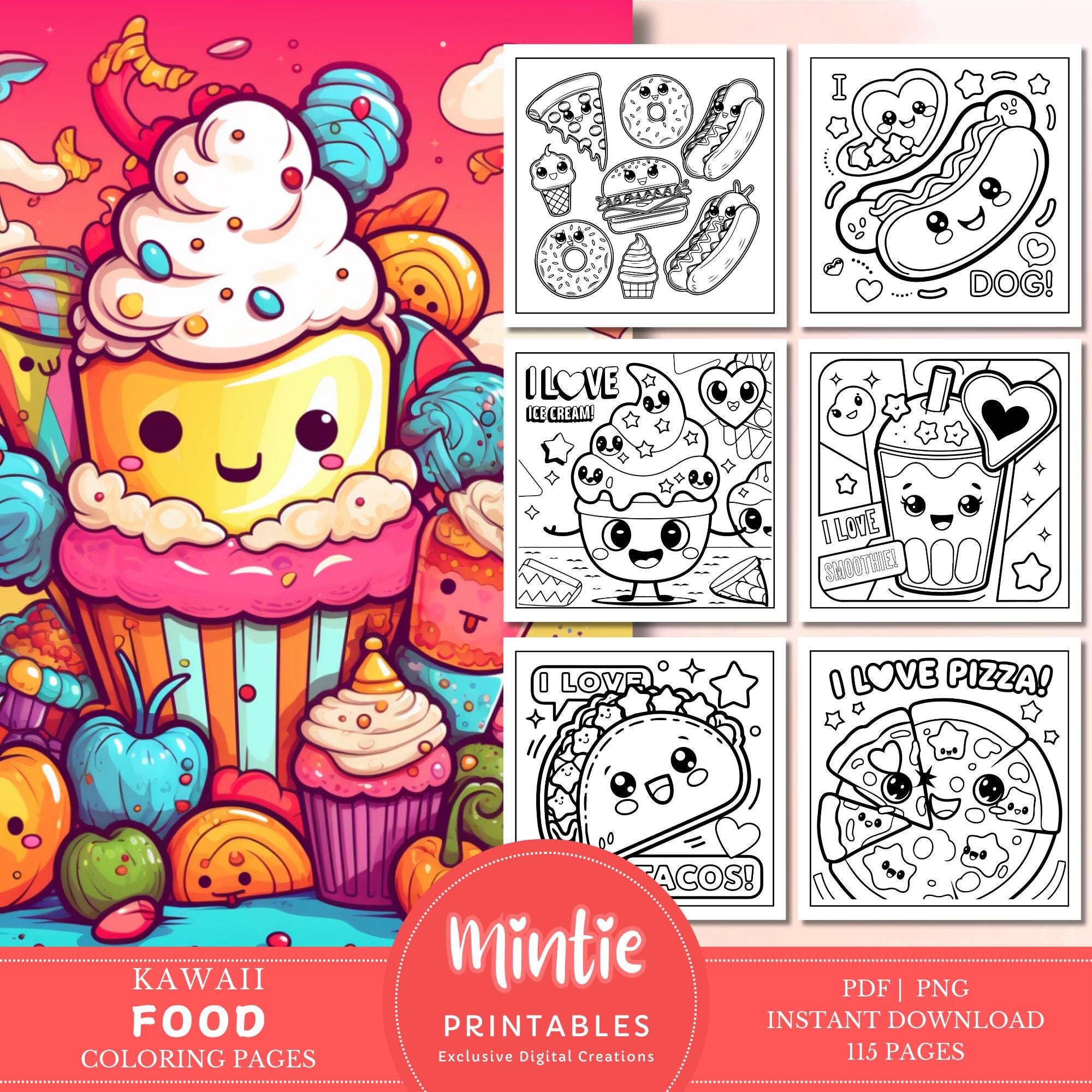 cute food coloring pages