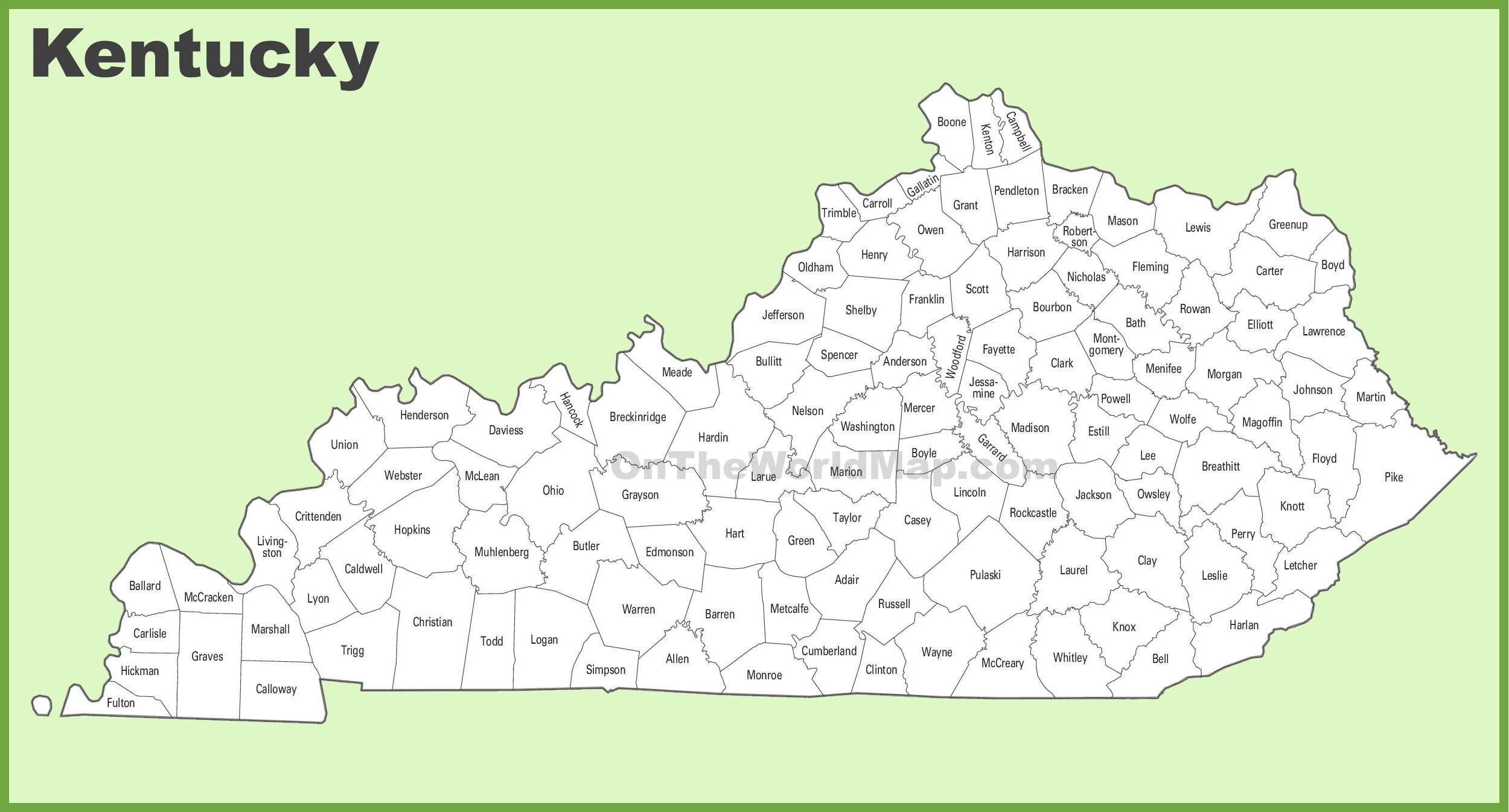 counties in kentucky map