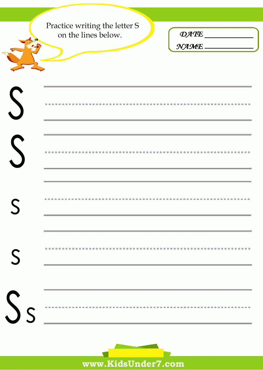Kids Under 7 Letter S Practice Writing Worksheet