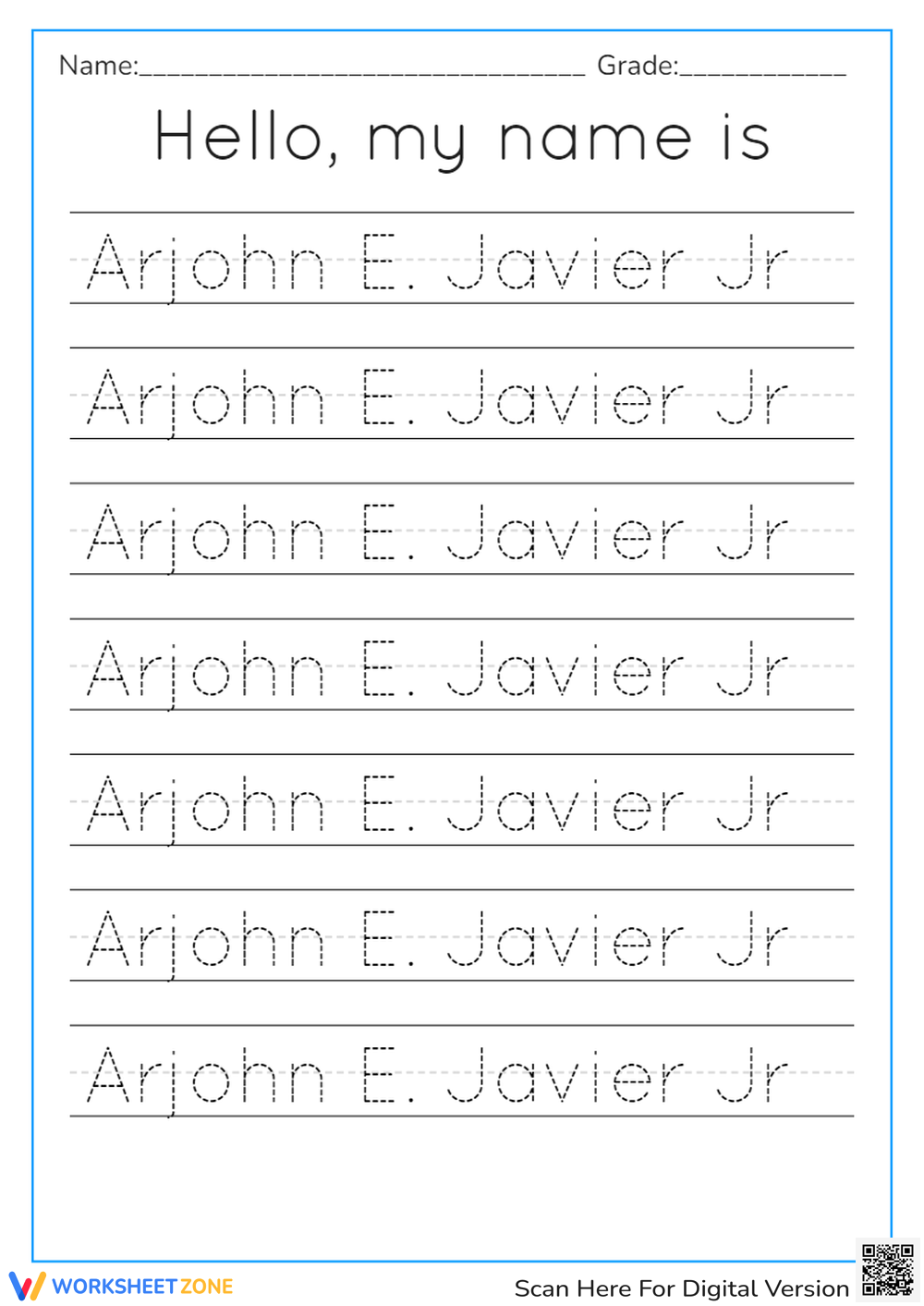 free printable name tracing worksheets
