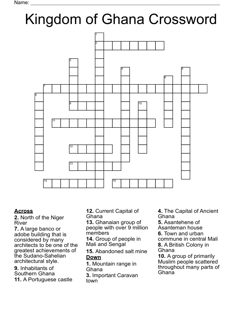 Kingdom Of Ghana Crossword WordMint