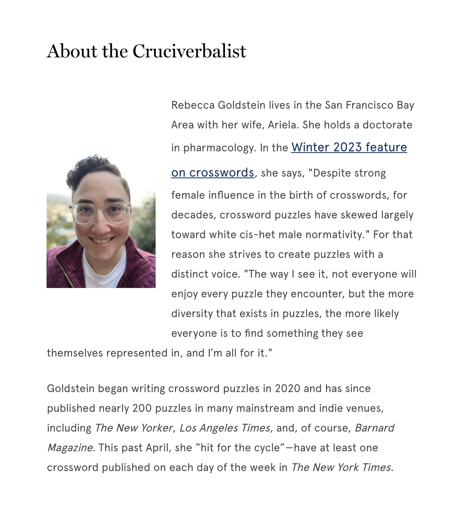 L A Times Crossword Corner Wednesday December 31 2025 Rebecca Goldstein L A Times Crossword Corner Wednesday December 31 2025 Rebecca Goldstein