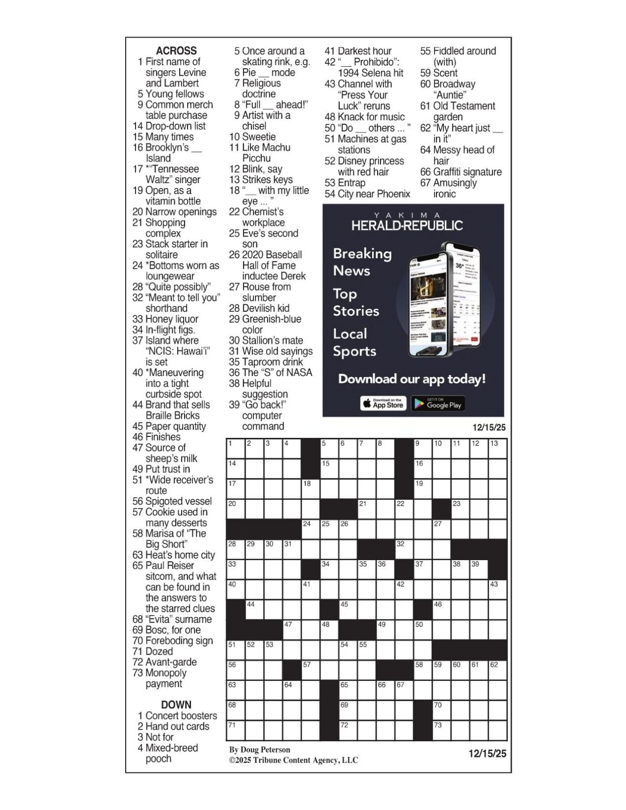 answers to la times crossword puzzle today