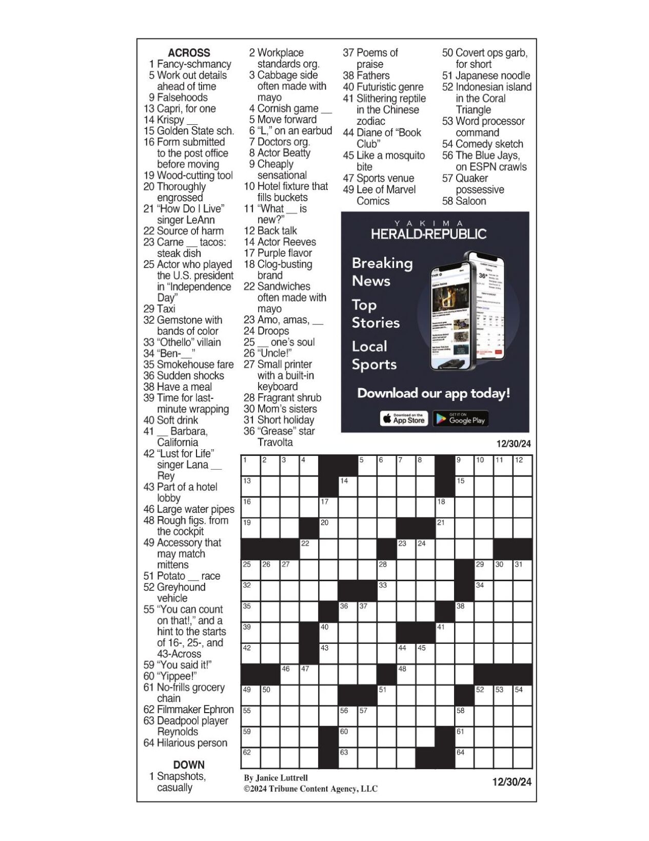 daily commuter crossword puzzle answers daily commuter crossword puzzle answers