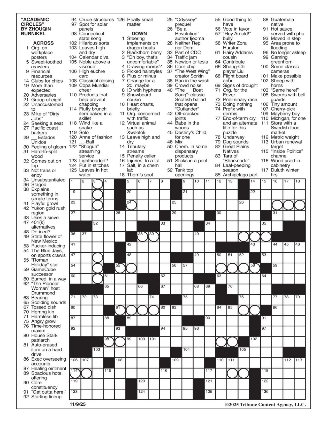 LA Times Crossword Nov 9 2025 Crosswords Yakimaherald LA Times Crossword Nov 9 2025 Crosswords Yakimaherald