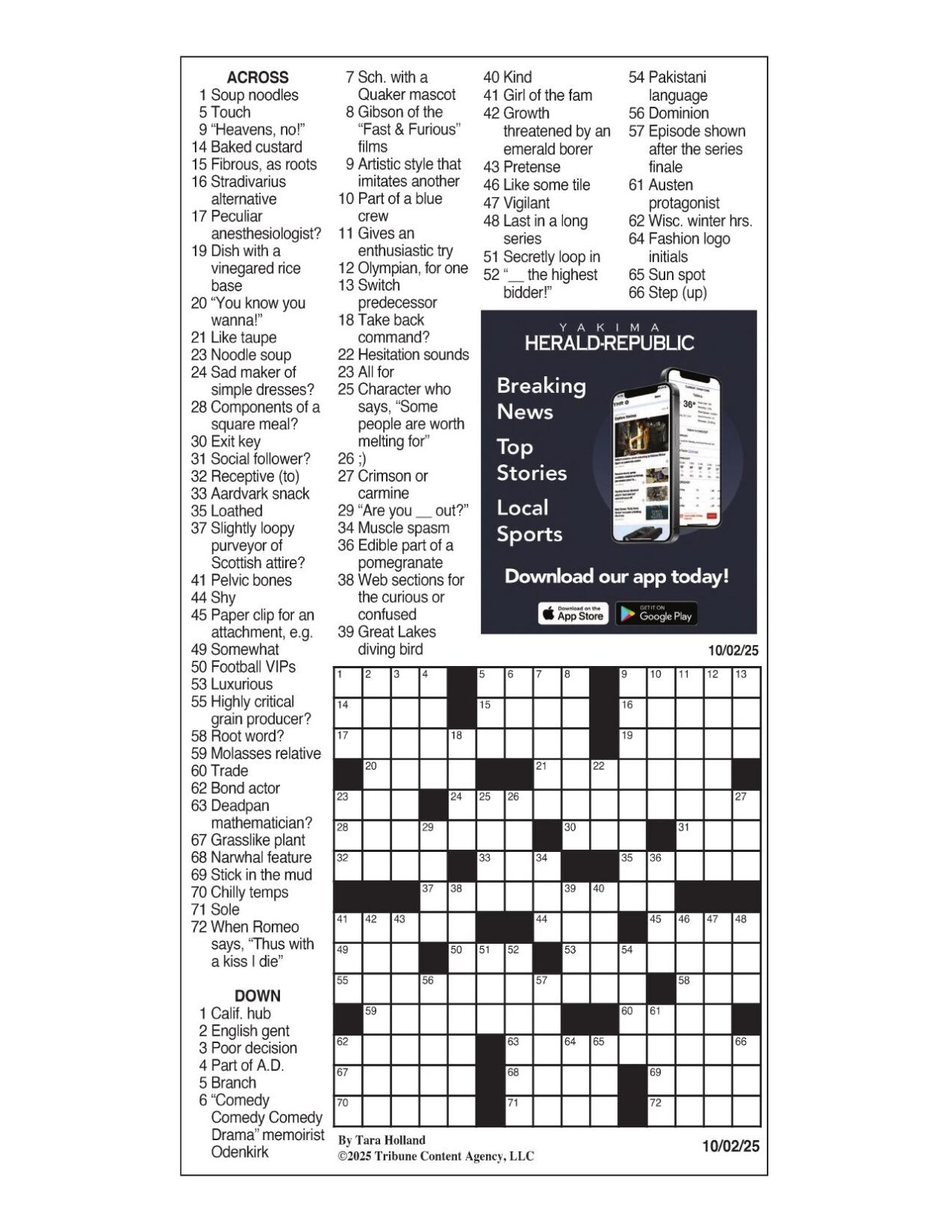 LA Times Crossword Oct 2 2025 Crosswords Yakimaherald