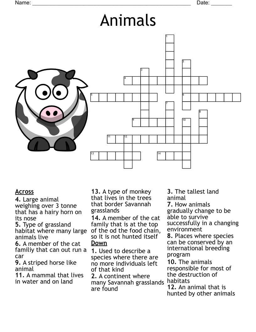 hard headed animal crossword clue