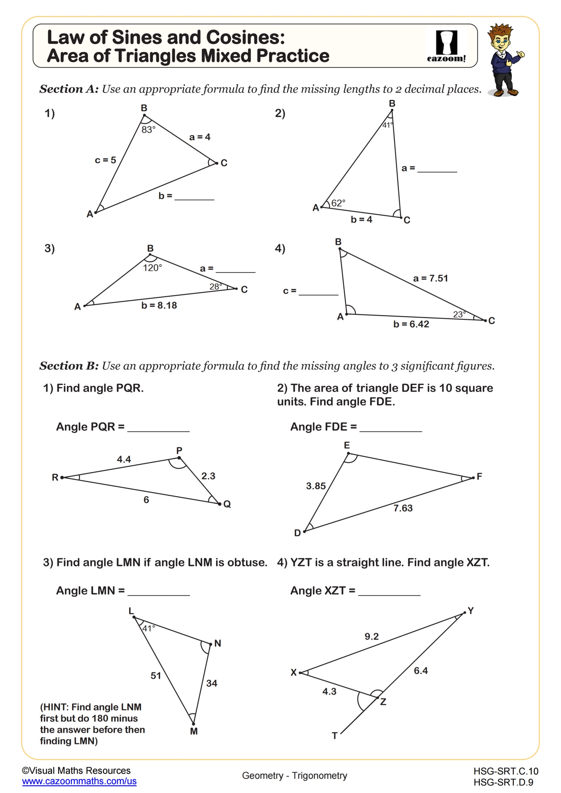 Law Of Sines And Cosines Area Of Triangles Mixed Practice Worksheet Fun And Engaging Algebra II PDF Worksheets Law Of Sines And Cosines Area Of Triangles Mixed Practice Worksheet Fun And Engaging Algebra II PDF Worksheets