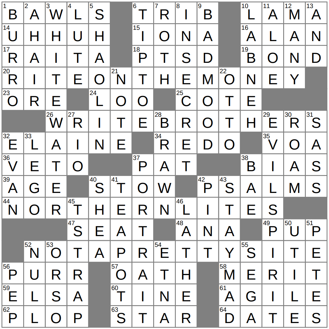 LAXCrossword Answers To The Los Angeles Times Crossword