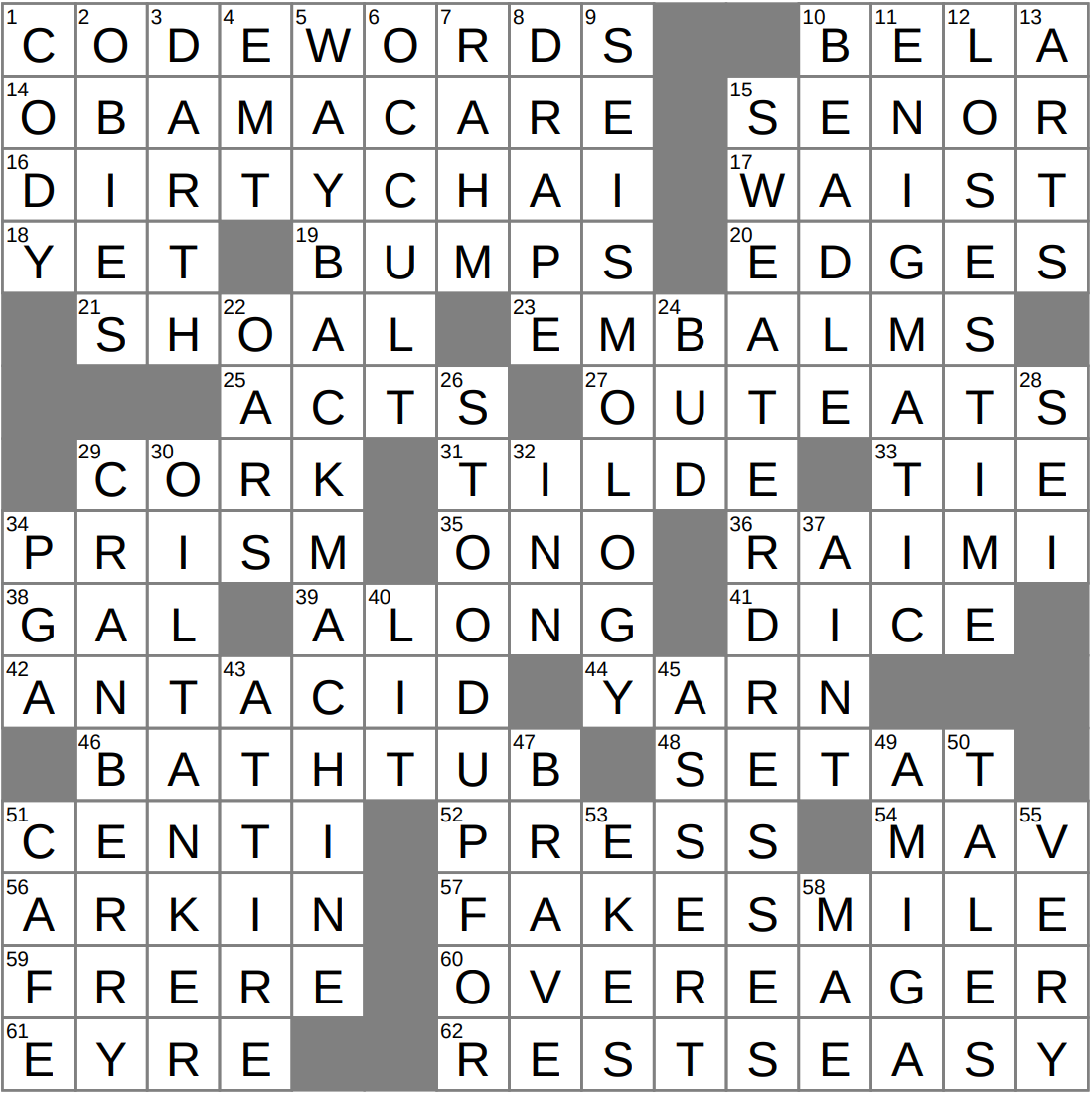 LAXCrossword Answers To The Los Angeles Times Crossword
