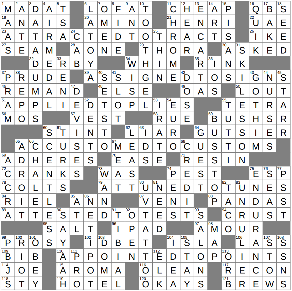 LAXCrossword Answers To The Los Angeles Times Crossword LAXCrossword Answers To The Los Angeles Times Crossword